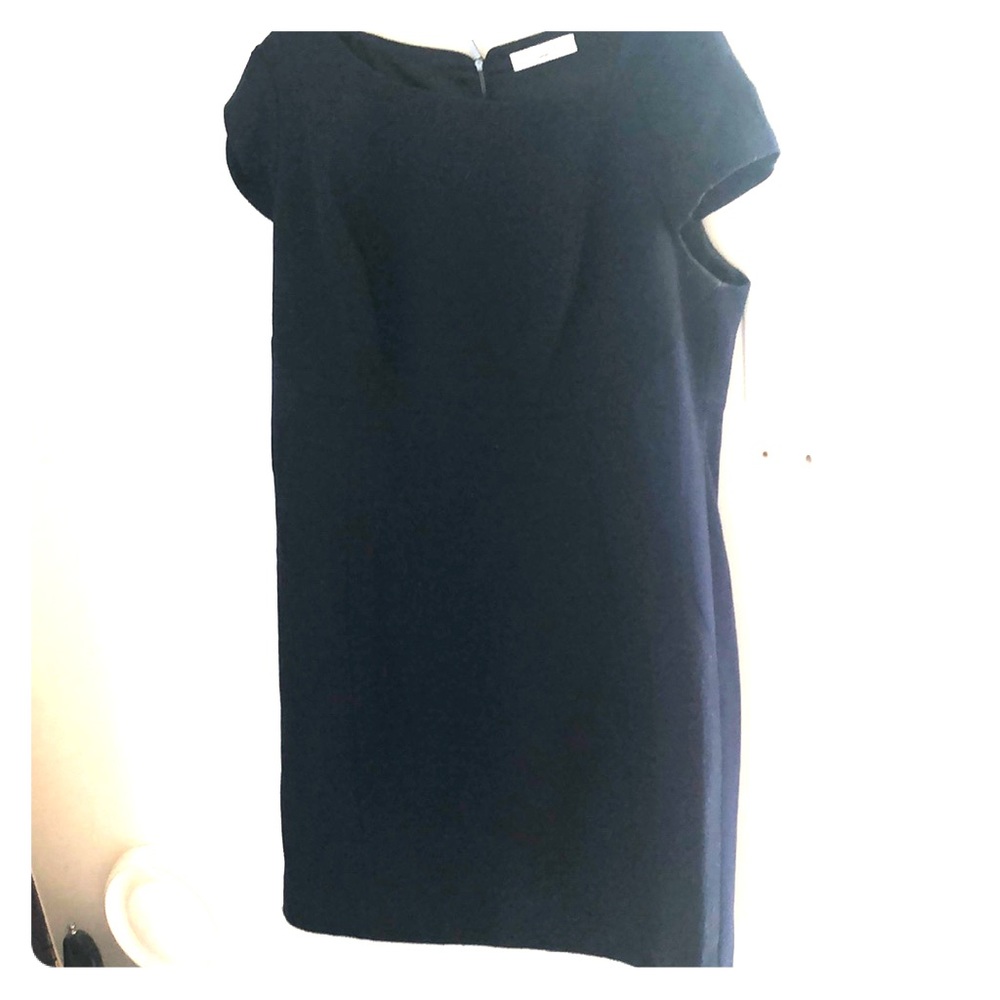 Navy Tahari Dress with Tweed Panelling Size 16